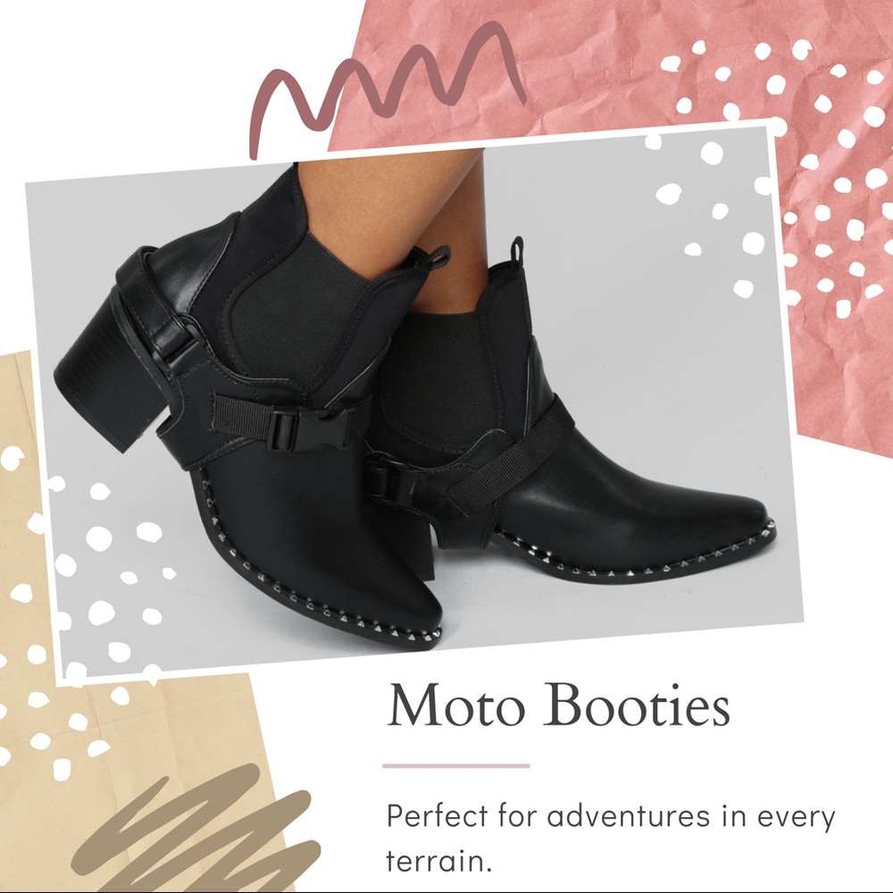 Studded Moto Booties with box